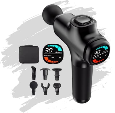Venec Massage Gun – Massagepistool met 30 snelheden, LCD-display, 6 opzetstukken en stille brushless motor – Zwart