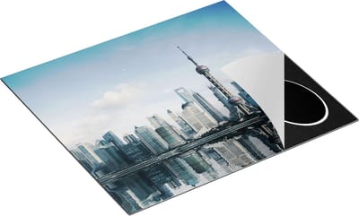 Chefcare Inductie Beschermer Shanghai Skyline in China - 60x50 cm - Afdekplaat Inductie - Kookplaat Beschermer - Inductie Mat