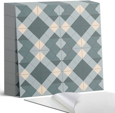 Coloray Plaktegels - Geometrisch ruitpatroon Zelfklevende Tegels - 20 cm x 20 cm - Grijs Plaktegels - 20 stuks - Vierkant PVC Tegels - Plaktegels Badkamer - Plaktegels Vloer - Vinyl Tegels Zelfklevend - Wandtegel Zelfklevend