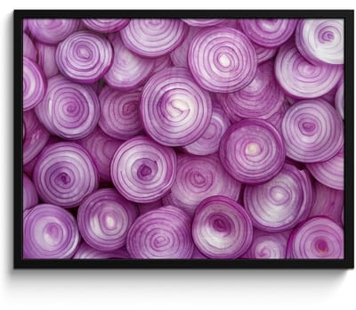 Poster in lijst - Fotolijst 70x50 cm - Posters - Paars - Uien - Close up - Posterlijst zwart - Decoratie - Wanddecoratie woonkamer - Muurdecoratie slaapkamer