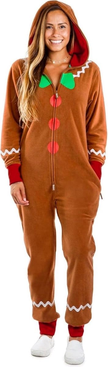 Kruidkoekpak voor Volwassenen - Comfortabele Kerst Onesie Jumpsuit met Capuchon