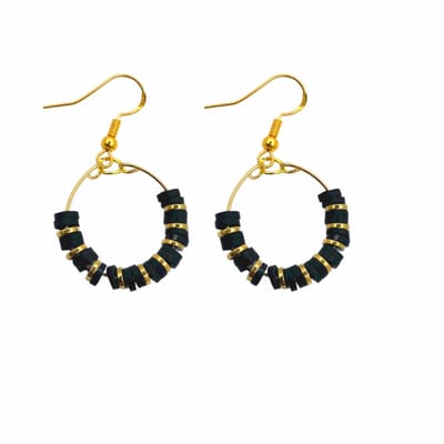 Lange Oorbellen-Zwart-Goudkleurig-Oorringen-Zilver -Charme Bijoux