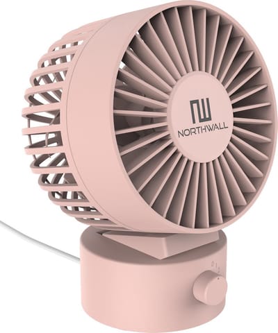 Northwall Mini USB Ventilator - Tafelventilator Roze - Stille Mini Fan - Retro Bureau Ventilator - Klein, Stil en Geruisloos - Dual Motoren - Kantelbaar - 2 Snelheden