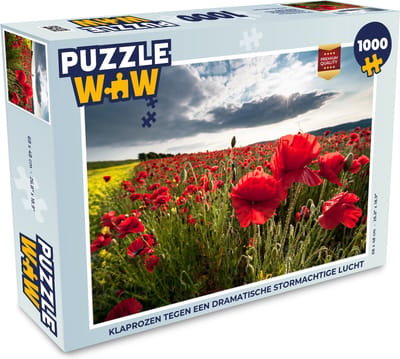 Puzzel Klaprozen tegen een dramatische stormachtige lucht - Legpuzzel - Puzzel 1000 stukjes volwassenen