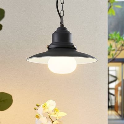 Lindby - Hanglampen buiten - 1licht - Staal, glas - H: 23 cm - E27 - donkergrijs, helder