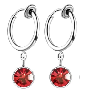 Klem oorbellen- Rood- Zilverkleur- Arcen-geen gaatje-Charme Bijoux