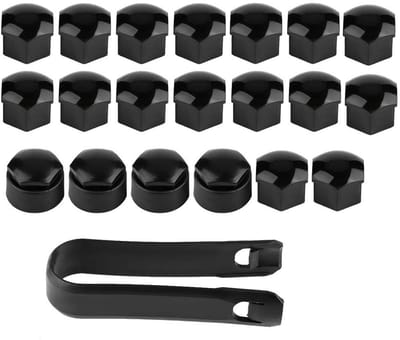 Allecto - Wielmoerkappen - Automatische Bescherming - 20 Stuks - Zwart - Bescherming voor Schroeven - Onderdeel voor Auto - 17mm Formaat