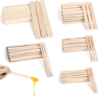 450 Stuks Houten Spatels in 5 Maten voor Wenkbrauw Waxen, Huidverzorging en Creatieve Projecten, Ideaal voor Harsen en IJscreme