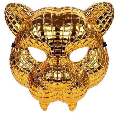 Dierlijke Gouden Plastic Luipaard Gezicht Cover met Verstelbare Elastische Bandjes Halloween Kostuum Cosplay Masker Kostuum Accessoires