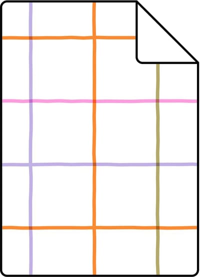 Proefstaal ESTAhome behang geblokt motief paars, groen en oranje - 26.5 x 21 cm - 132054-S