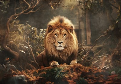 Fotobehang - Leeuw - Wilde Dieren - Kat - Leeuwen - Vliesbehang- 254x184cm (lxb)