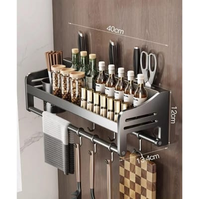 Multifunctioneel Opbergrek Snijplankhouder Wand Kruidenrek Keukengerei voor Keuken Kruidenrek Lepelhouder Organiseren gray