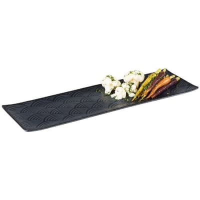 GGM Gastro (6 Stück) GN-Tablett 2/4 - DARK WAVE - Melamin - Höhe: 20mm - Schwarz