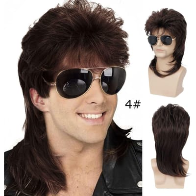 Matjespruiken voor Mannen Synthetisch 70s 80s Kostuums Heren Zwart Fancy Feest Accessoire Cosplay Haar Pruik white