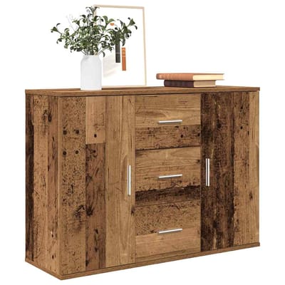 vidaXL - Dressoir - 90x29,5x65 - cm - bewerkt - hout - oud - houtkleurig