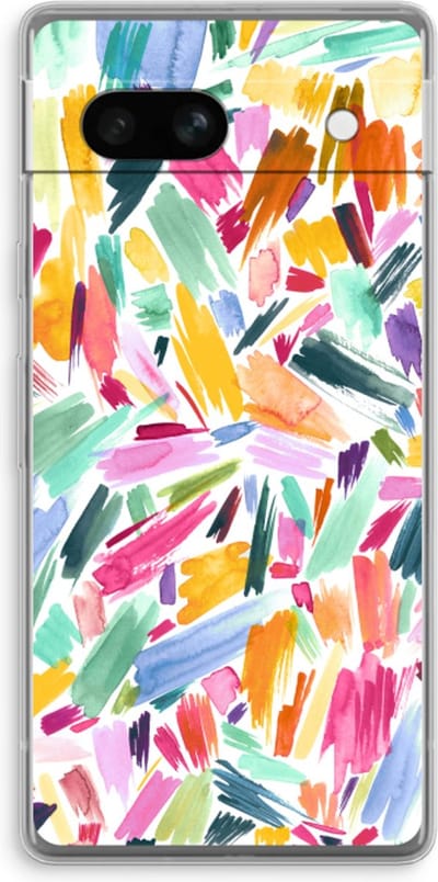 Case Company® - Hoesje geschikt voor Google Pixel 7A hoesje - Watercolor Brushstrokes - Soft Cover Telefoonhoesje - Bescherming aan alle Kanten en Schermrand