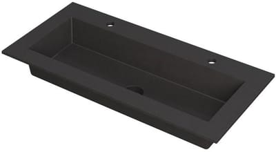 INK Kraft Wastafel Enkele Bak 2 Kraangaten - 1000x450x10 mm - Quartz Zwart