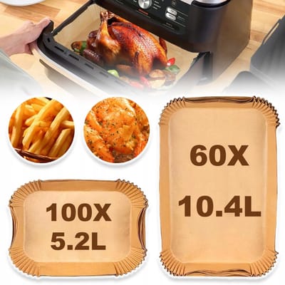 Bakpapier Voor De Ninja AF500EU 10.4 Liter Hetelucht Friteuse - Ook Compatibel Met De Cecotec Dual 9000 9 Liter - Verpakking Van 160 Stuks (10,4 Liter + 5,2 Liter) Milieuvriendelijk