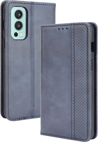 Coverup Hoesje - Geschikt voor OnePlus Nord 2 Hoesje - Coverup Vintage Style Book Case - Blauw