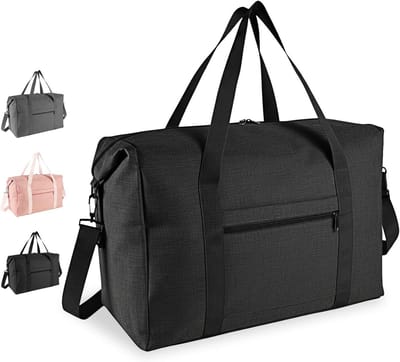 Vouwbare Reistas 25L, Lichtgewicht Sporttas voor Mannen en Vrouwen, Ideaal voor Weekend, Fitness en Kamperen, Zwart