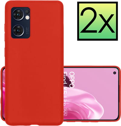 Hoesje - 2 Stuks - Geschikt voor OPPO Find X5 Lite - Sterk & Shockproof - Case Siliconen - Back Cover - Telefoon Hoes - Rood