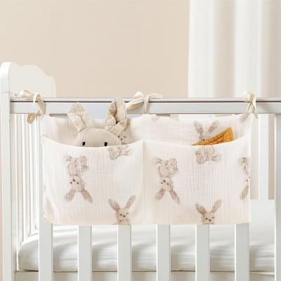 Hangende Bedorganizer met 2 Vakken voor Luiers, Kleding en Speelgoed - Bedtas voor Baby's en Bijzetbedden