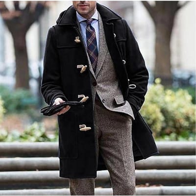 Verbeterde versie van Jeugd Europese en Amerikaanse Herenkleding Trend Middellange en Lange Revers Heren Jas L zwart