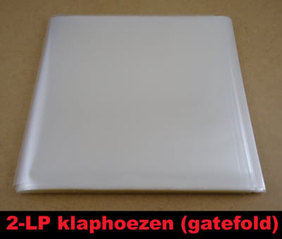 10 Stuks 2-LP hoezen voor gatefold klaphoezen, glashelder dikte 90 micron (GOEDE KWALITEIT, 0.09mm dik) - hoezen lp's, outer sleeves, buitenhoezen, platenhoezen, beschermhoes, transparant, crystal clear, buitenhoes, lps vinyl platen, 12", 12 inch