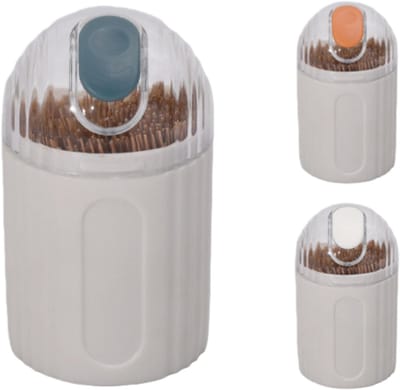 3-delige set - Wegwerp tandenstokjes + tandenstokjeshouder - Dunne bamboe tandenstokjes - 450 tandenstokjes per set - 5*3,5*9 cm - Kleur willekeurig