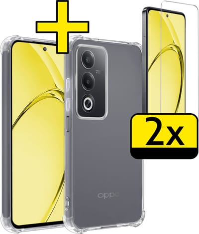 Hoesje - Met Screenprotector - 2 Stuks - Geschikt voor OPPO A80 - Sterk & Shockproof - Siliconen Case - Back Cover - Telefoon Hoes - Shock Proof - Telefoonhoesjes - Transparant