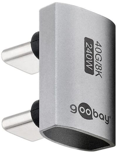 180 graden USB-C (m) naar USB-C (m) Adapter - USB4 - U-vorm - Pro - Zilver