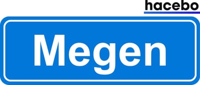 Hacebo - Plaatsnaam Sticker - 29x10 CM - Megen sticker - Verkeersborden sticker - grappige cadeaus - Megen