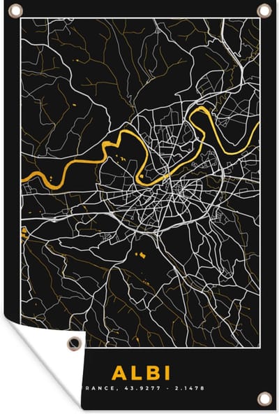 Muurdecoratie Kaart - Frankrijk - Stadskaart - Plattegrond - Albi - 120x180 cm - Tuinposter - Tuindoek