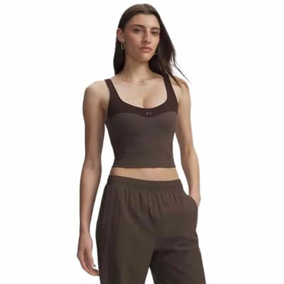 Under Armour Motion Colorblock Mouwloos T-shirt Bruin L Vrouw