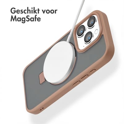 Accezz Hoesje - Geschikt voor Apple iPhone 16 Pro - Ring Stand Backcover geschikt voor MagSafe - Bruin
