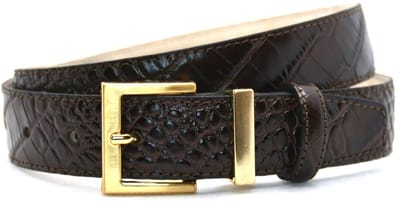 bruine print riem- gouden gesp - 3 cm breed - maat 115 totale lengte 130 cm