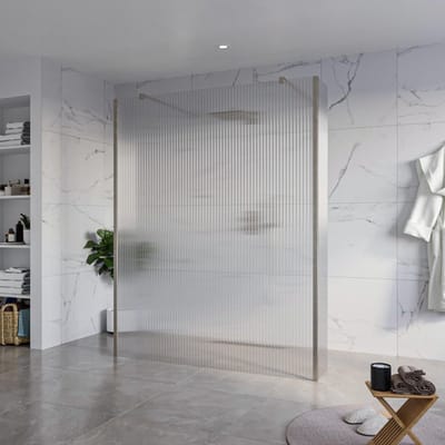 FugaFlow Eccelente Vetro Vrijstaande inloopdouche badkamer - 160x200cm - Helder geribbeld - antikalk - 8mm veiligheidsglas - 2 zijwanden 30cm - met wandarmen en hoekprofielen - Gunmetal -