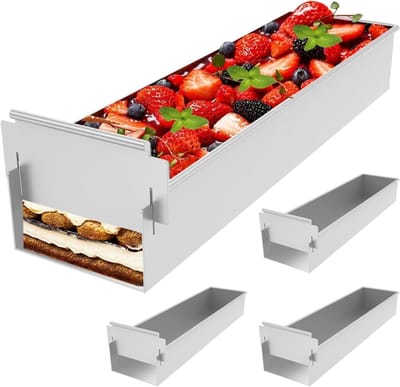 Cakevorm, Antiaanbakring, Verstelbare Rechthoekige Cakevorm Met Verdelers, Commercieel Gewicht Geanodiseerde Aluminiumlegering For Bakken En Decoreren, Zilver