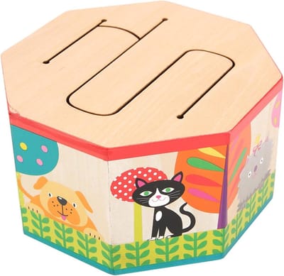 Houten Handspeelgoed - Muziekinstrument Kinderen - Ritme Ontwikkelen - Veilig Stevig Materiaal - 16 x 15 x 10 cm - Houtkleur