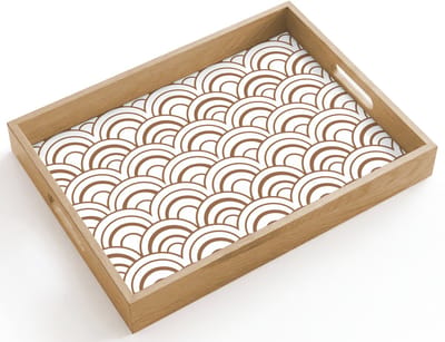 Dienblad hout 40x30 cm - Schootdienblad - Klassiek - Motief - Terracotta - Borrelplank rechthoek - Plateau dienbladen