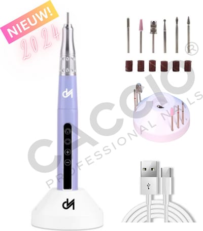 CACCIO® NAILS - Elektrische nagelvijl - Elektrische nagelfrees met oplaadstation- 65W Draadloze Nagelfrees-Incl.6 bitjes/schuurrolletjes-Vibratievrij-Geluidvrij-Manicure/pedicure voeten en handen Acrylnagels-Gelnagels - Nagels - Nail Drill Machine