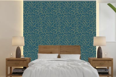 Behang - Fotobehang Patroon - Golven - Spiraal - Breedte 240 cm x hoogte 240 cm