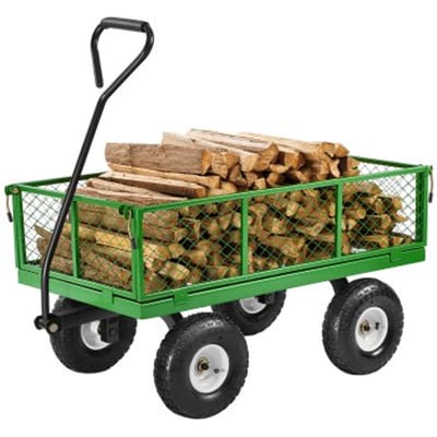 VEVOR Handkar 408,23 kg, transportkar, gereedschapskar, tuinkar, steekwagen met 10 inch banden en afneembare gaaszijpanelen (om te bouwen tot laadbak) en 180° draaibare handgreep