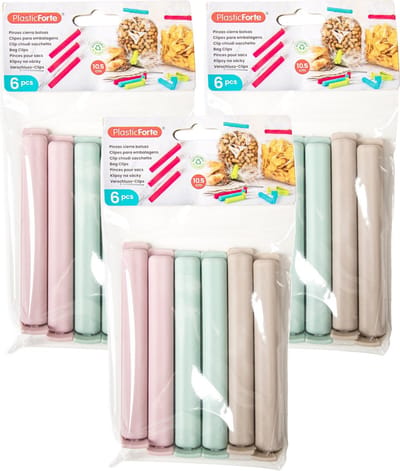 Plasticforte 18x afsluitclips / vershoudclips - 10 cm - keuken/voedsel zakjes afsluiten - Vershoudklemmen - vershoudknijpers