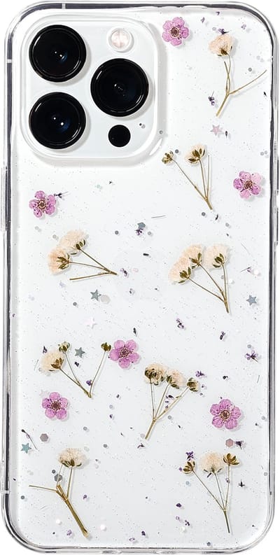 Casies droogbloemen hoesje geschikt voor Apple iPhone 17 - gedroogde bloemen telefoonhoesje - Dried Flower Soft Case TPU - Transparant