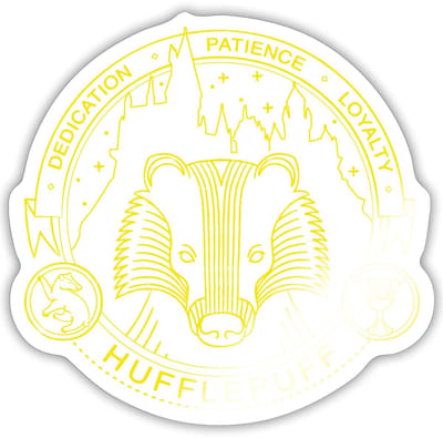 Harry Potter Huffelpuf Lineart Sticker maat S (10 x 10 cm)