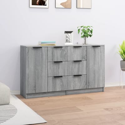 vidaXL - Dressoirs - 2 - st - 60x30x70 - cm - bewerkt - hout - grijs - sonoma - eiken