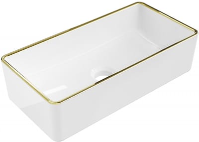 Mexen Nadia opzetwastafel 46 x 23 cm, wit/gouden rand - 21614605