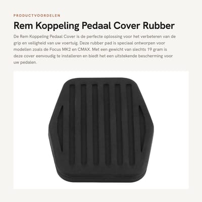 Dailygoods- Pedaalcover Rubber Pad - Remkoppeling - Auto Accessoire - Compatibel met Focus MK2/C-MAX - Schokbestendig - Duurzaam - Pedaalrubber