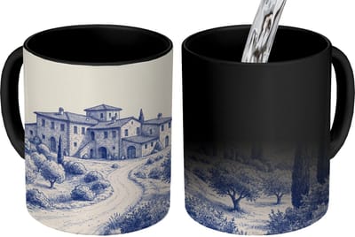 Magische Mok - Foto op Warmte Mokken - Koffiemok - Rustiek - Landgoed - Blauw - Magic Mok - Beker - 350 ML - Theemok